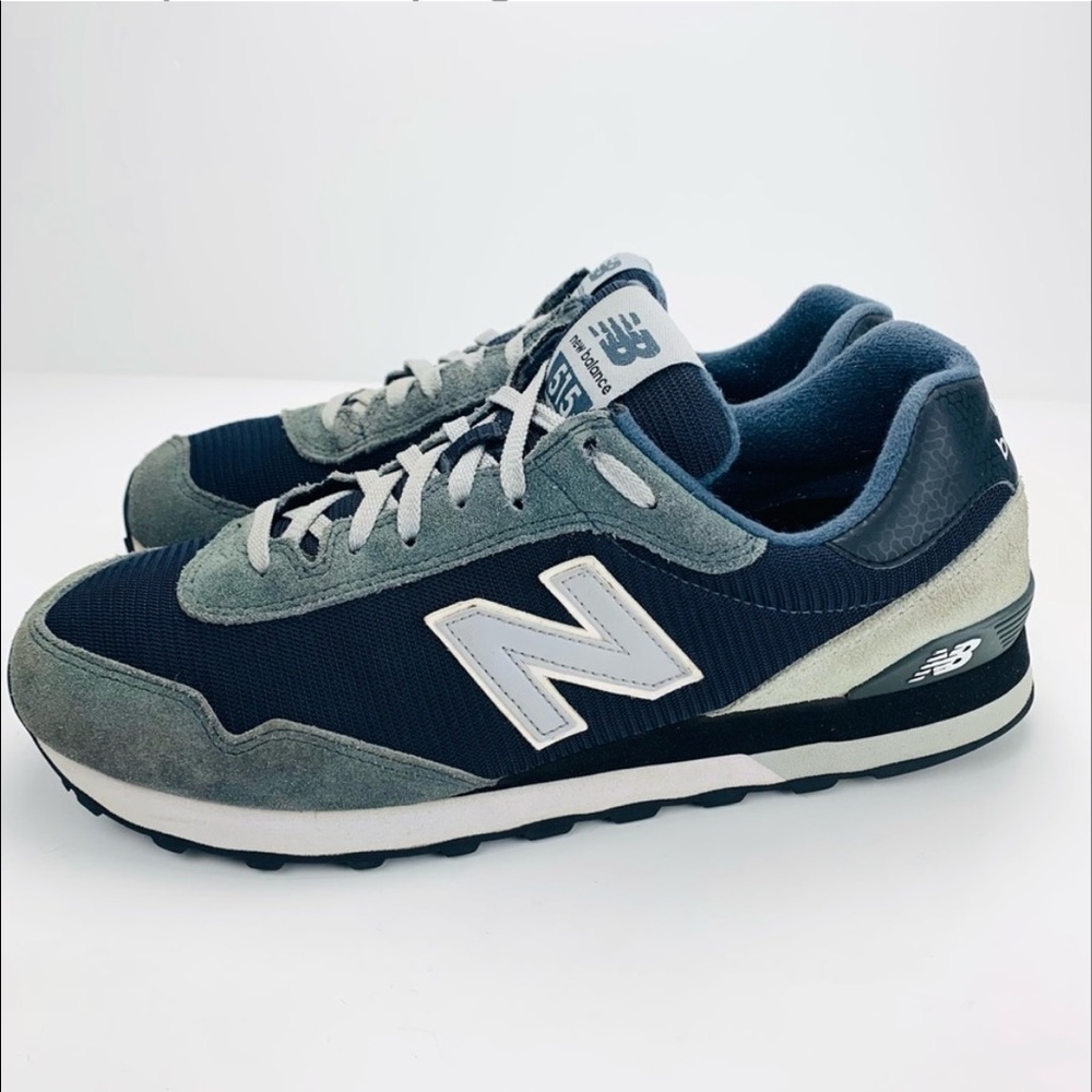 New Balance 515 Suede Lace Up Running Shoes Sneakers Navy Blue White Grey